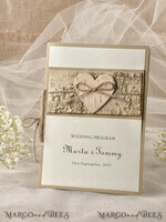 MENU & PROGRAMS rustic Rustic Wedding Program with Wooden heart, Barn Wedding Program, Eco Romantic Personalized Cards with Twine, Simple Ecru Wedding Program, Elegant Booklet Rustic Wedding Cards5
