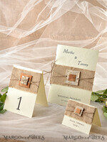 MENU & PROGRAMS rustic Rustic Wedding Program with Burlap, Barn Wedding Program, Eco Romantic Personalized Cards with Twine, Simple Rustic Wedding Program, Elegant Wooden Booklet Ecru Wedding Cards4