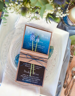 MENU & PROGRAMS rustic Elegant Royal Navy Wedding Menu, Bespoke Watercolor Dinner Menu, Winter Rustic Menu Card with Wooden Belly Band and Twine, Romantic Handmade Blue Menu Card     6