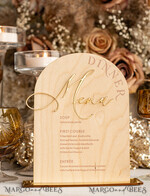 TISCHDEKORATIONSCHILDER   Holz Eco Rustikale Tischnummern Rustikaler Holzbogen Abendmenü, Holz- und Acryl-Gold Tischschild, Goldenes Scheunen-Plexi Hochzeitsmenü-Kombination Rustikales Boho Hochzeits-Tischdekor, Hochzeitsbeschilderung Goldener Spiegel-Tischmenüs14