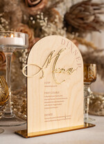 TISCHDEKORATIONSCHILDER   Holz Eco Rustikale Tischnummern Rustikaler Holzbogen Abendmenü, Holz- und Acryl-Gold Tischschild, Goldenes Scheunen-Plexi Hochzeitsmenü-Kombination Rustikales Boho Hochzeits-Tischdekor, Hochzeitsbeschilderung Goldener Spiegel-Tischmenüs14