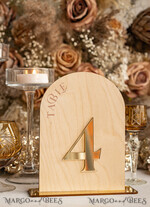 TABLE DECOR SIGNS Wood Eco Rustic Table numbers Rustic Wood Arch Wedding Table Numbers, Wooden Gold Plexi Table Numbers, Country Barn Wedding Table Decor, Wedding Signage Wood Golden mirror table numbers12