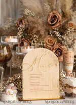 TISCHDEKORATIONSCHILDER   Holz Eco Rustikale Tischnummern Rustikaler Holzbogen Dessertmenü mit Ständer, Landhaus Holz Acryl Gold Süßigkeiten Bar Schild, Naturholz Gold Plexi Tisch Dessertmenü Hochzeits Tischdekoration, Hochzeitsbeschilderung Goldener Spiegel und Holz Süßigkeiten Bar Menü10