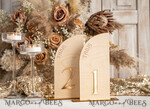 TISCHDEKORATIONSCHILDER   Holz Eco Rustikale Tischnummern Rustikale Holz-Halbbogen-Hochzeits-Tischnummern, Holz-Gold-Plexi-Tischnummern, ländliche Scheunen-Hochzeits-Tischdekoration, Hochzeitsschild-Holz-goldene Spiegel-Tischnummern25