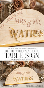 TABLE DECOR SIGNS Wood Eco Rustic Table numbers Rustic Wood and Golden Top Table Mr Mrs signs with stand, Country Barn Top Table Sign, Wood & Golden Top Table Mr Mrs signs, Country Barn Wedding Table Decor Centerpieces14