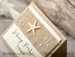 PLACE CARDS / TABLE CARDS Beach/marine/ Destionation Wedding Theme Marine Wedding Place Card with Starfish and Natural Burlap, Ivory and Brown Elegant Marine Name Tags For Your Wedding Tables, Delicate White Wedding Place Cards4