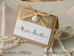 PLACE CARDS / TABLE CARDS Beach/marine/ Destionation Wedding Theme Marine Brown and White Place Card with Seashell and Raffia Twine, Elegant Name Tag For Your Wedding Tables, Natural Burlap Sea Themed Editable Place Cards  4