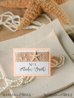 PLACE CARDS / TABLE CARDS Beach/marine/ Destionation Wedding Theme Romantic Marine Wedding Place Card with a Starfish, Elegant Marine Name Tags For Your Wedding Tables, Delicate Burlap White Wedding Place Cards, Editable Text5