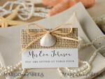PLACE CARDS / TABLE CARDS Beach/marine/ Destionation Wedding Theme Marine White Place Cards with Seashell and Raffia Twine, Elegant Name Tags For Your Wedding Tables, Editable Text, Natural Burlap Sea Wedding Escort Cards4