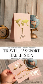 PLACE CARDS / TABLE CARDS Beach/marine/ Destionation Wedding Theme Travel Passport Gold Foil Wedding Place Cards, Wedding Escort Card, Elegant Destination place cards, Personalized wedding decoration5