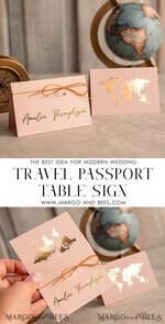 PLACE CARDS / TABLE CARDS Beach/marine/ Destionation Wedding Theme Travel Passport Gold Foil Wedding Place Cards, Wedding Escort Card, Elegant Destination place cards, Personalized wedding decoration5