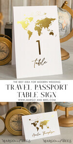 PLACE CARDS / TABLE CARDS Beach/marine/ Destionation Wedding Theme Travel Passport Gold Foil Wedding Place Cards, Wedding Escort Card, Elegant Destination place cards, Personalized wedding decoration3