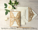 HOCHZEITS EINLADUNGEN lasergeschnitten / graviert / geprägt Elegante Hochzeitseinladungen Set, Spitzenrustikale Hochzeitseinladungen Set, rustikale Hochzeitseinladungen, ökologisch rustikale Hochzeitskarten7