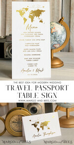 TABLE DECOR SIGNS Beach/marine/ Destionation Wedding Theme Gold Travel Passport Wedding Table Number – Luxury Tent Card, ivory wedding stationery, tent table numbers3