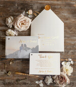 THANK YOU CARDS modern/romantic Thank you card with photo peach gold3