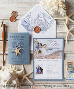 SAVE THE DATES beach travel magnets Personalised Passport Save the Date Card, Beach Wedding Save The Dates , Wedding Destination Save The Date Cards7