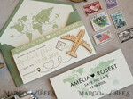 SAVE THE DATES beach travel magnets Sage green  Wooden airplane magnet Save The Date Cards  boardingpass travel airplane save the dates destination wedding magnets12