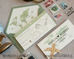 SAVE THE DATES beach travel magnets Sage green  Wooden airplane magnet Save The Date Cards  boardingpass travel airplane save the dates destination wedding magnets12