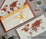 SAVE THE DATES beach travel magnets Terracotta  golden airplane magnet Save The Date Cards  boardingpass travel airplane save the dates destination wedding magnets9