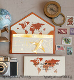 SAVE THE DATES beach travel magnets Terracotta  golden airplane magnet Save The Date Cards  boardingpass travel airplane save the dates destination wedding magnets9