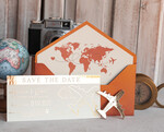 SAVE THE DATES beach travel magnets Terracotta  golden airplane magnet Save The Date Cards  boardingpass travel airplane save the dates destination wedding magnets12