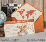 SAVE THE DATES beach travel magnets Terracotta  Wooden airplane magnet Save The Date Cards  boardingpass travel airplane save the dates destination wedding magnets22