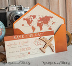 SAVE THE DATES beach travel magnets Terracotta  Wooden airplane magnet Save The Date Cards  boardingpass travel airplane save the dates destination wedding magnets22