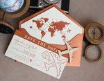 SAVE THE DATES beach travel magnets Terracotta  Wooden airplane magnet Save The Date Cards  boardingpass travel airplane save the dates destination wedding magnets22