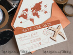 SAVE THE DATES beach travel magnets Terracotta  Wooden airplane magnet Save The Date Cards  boardingpass travel airplane save the dates destination wedding magnets22