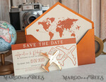SAVE THE DATES beach travel magnets Terracotta golden airplane magnet Save The Date Cards  boardingpass travel airplane save the dates destination wedding magnets11