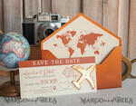 SAVE THE DATES beach travel magnets Terracotta golden airplane magnet Save The Date Cards  boardingpass travel airplane save the dates destination wedding magnets11