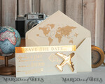 DATEN MERKEN Strand-Reise-Magnete Elfenbein-goldene Flugzeugmagnet Save The Date Karten Boardingpass Reise Flugzeug Save the Dates Zielhochzeitsmagneten16