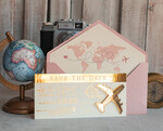 SAVE THE DATES beach travel magnets Blush Pink golden airplane magnet Save The Date Cards  boardingpass travel airplane save the dates destination wedding magnets14
