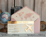 SAVE THE DATES beach travel magnets Blush Pink golden airplane magnet Save The Date Cards  boardingpass travel airplane save the dates destination wedding magnets14