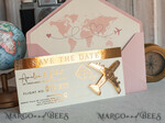 SAVE THE DATES beach travel magnets Blush Pink golden airplane magnet Save The Date Cards  boardingpass travel airplane save the dates destination wedding magnets14