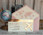 SAVE THE DATES beach travel magnets Blush Pink golden airplane magnet Save The Date Cards  boardingpass travel airplane save the dates destination wedding magnets14