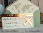 SAVE THE DATES beach travel magnets Sage green golden airplane magnet Save The Date Cards  boardingpass travel airplane save the dates destination wedding magnets17