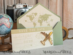 SAVE THE DATES beach travel magnets Sage green  golden airplane magnet Save The Date Cards  boardingpass travel airplane save the dates destination wedding magnets16