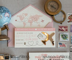 SAVE THE DATES beach travel magnets Pink Blush  golden airplane magnet Save The Date Cards  boardingpass travel airplane save the dates destination wedding magnets12
