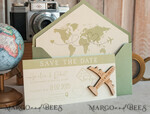 SAVE THE DATES beach travel magnets Sage green  Wooden airplane magnet Save The Date Cards  boardingpass travel airplane save the dates destination wedding magnets9