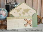SAVE THE DATES beach travel magnets Sage green  Wooden airplane magnet Save The Date Cards  boardingpass travel airplane save the dates destination wedding magnets9