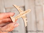 SAVE THE DATES beach travel magnets Sage green  Wooden airplane magnet Save The Date Cards  boardingpass travel airplane save the dates destination wedding magnets9