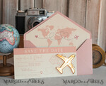 SAVE THE DATES beach travel magnets Pink Blush  golden airplane magnet Save The Date Cards  boardingpass travel airplane save the dates destination wedding magnets16