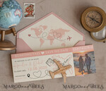 DATEN MERKEN Strand-Reise-Magnete Rosa Holzflugzeugmagnet Save The Date Karten mit Foto Bordkarte Reiseflugzeug Save the Dates Destination Hochzeit Magnete14