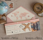 DATEN MERKEN Strand-Reise-Magnete Rosa Holzflugzeugmagnet Save The Date Karten mit Foto Bordkarte Reiseflugzeug Save the Dates Destination Hochzeit Magnete14