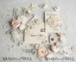 DATEN MERKEN rustikale Boho-Magnete Hochzeits-Save-The-Date-Karte und Herzmagnet, Blush Pink Save Our Date-Magnete, Boho Save Our Date-Karten mit Holzmagnetkarten.5