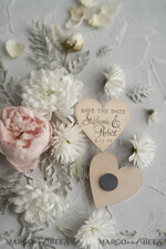 DATEN MERKEN rustikale Boho-Magnete Hochzeits-Save-The-Date-Karte und Herzmagnet, Blush Pink Save Our Date-Magnete, Boho Save Our Date-Karten mit Holzmagnetkarten.5