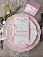 MENU & PROGRAMS rustic and lace Romantic Handmade Blush Pink Wedding Menu, Glamour Minimalist Dinner menu with Ribbon, Elegant Simple Party Table Menu, Modern White And Pink Wedding Menu Card 5