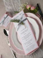 MENU & PROGRAMS rustic and lace Romantic Wedding Menu with Grey Ribbon, Vintage Personalized Menu Cards, Light Grey and Blush Pink Shabby Chic Wedding Menu, Elegant Handmade Wedding Menu Card 4
