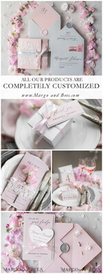 MENÜ & PROGRAMME  
 rustikal und Spitze Romantisches Blush-Pink Hochzeitsmenü mit Band, personalisierte Menü-Karten aus Vintage-Spitze, Shabby Chic Hochzeitsmenü mit floralem Motiv, minimalistische Hochzeitskarten10